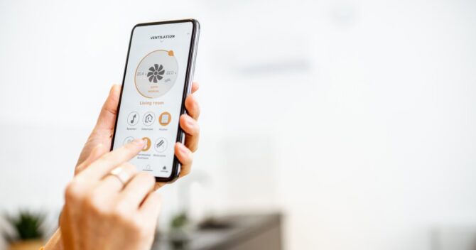 Controlling ventilation with a smart home automation phone at home img