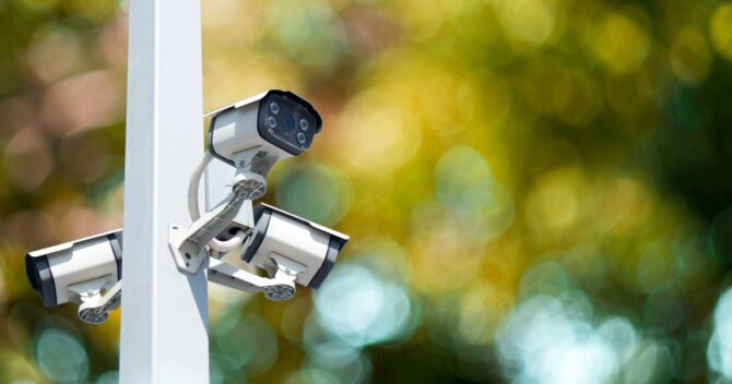 Multi-angle CCTV system in Brooklyn background blurred img